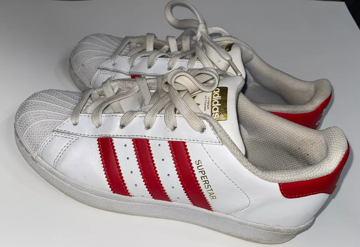 Adidas Shoes Size 4 Youth Shell Toe White/red Stripes Superstar | eBay