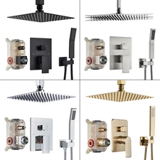 Shower Faucet Set w/Mixer Valve Rainfall Shower Head Combo System Ceiling Mount