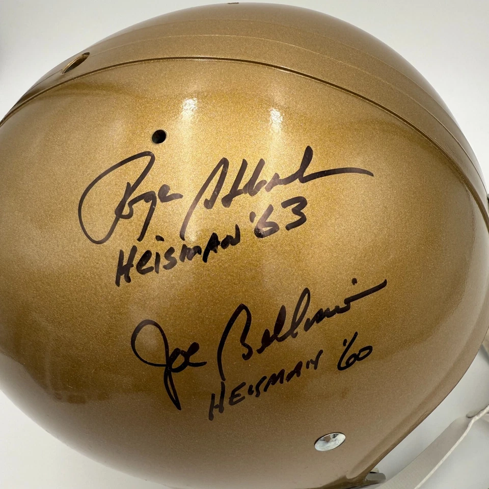 ROGER STAUBACH-JOE BELLINO SIGNED NAVY FULL SIZE SUSPENSION HELMET HEISMAN - JSA - Image 4 of 4