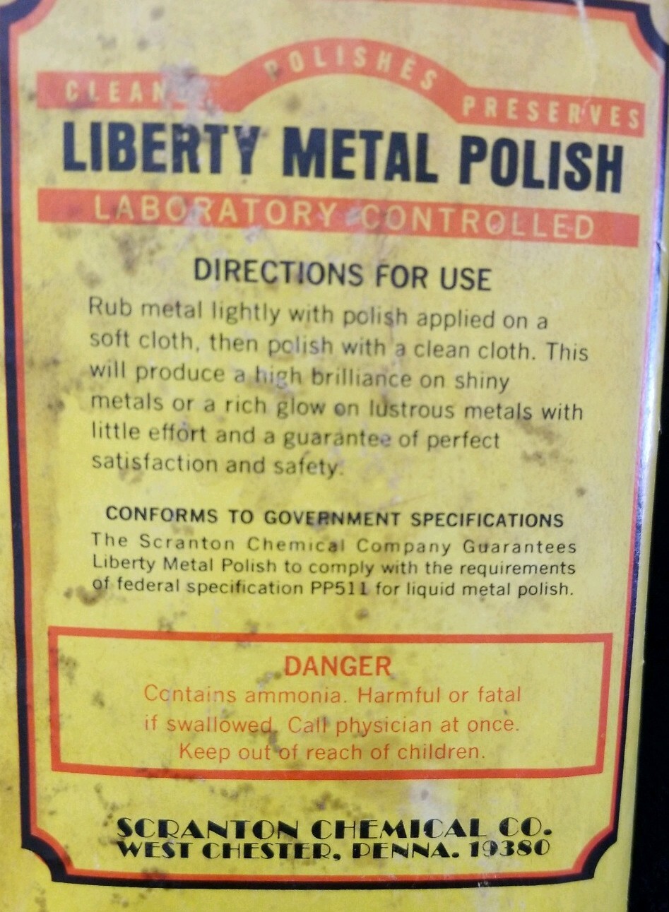 Liberty Polish Metal Cleaner Scranton Chemical Tin Can bottle Vintage