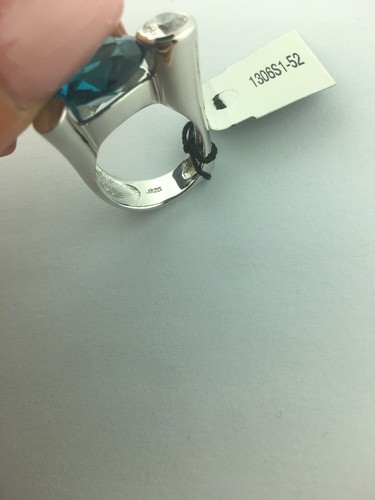 GC Guess Collections Sterling Silver Blue Topaz Colored Gemstone & CZ Ring SZ 6 - Picture 8 of 12