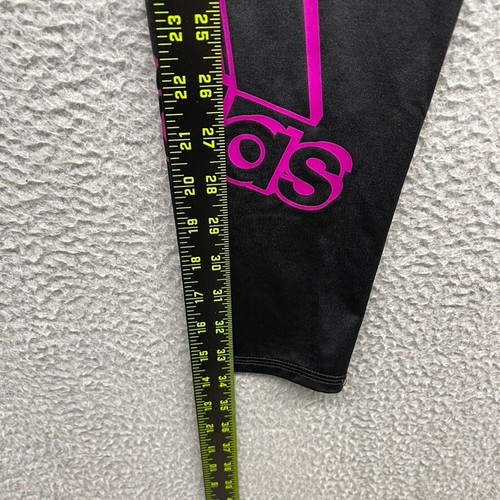 Adidas Girls Legging Black Elastic Waist Pull On Mid Rise Logo Pink Size XL (16) - Picture 7 of 9