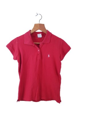 JHK Damen Kurzarm Rot Basic Polo T-Shirt Shirt Oberteil Größe Large L Regular