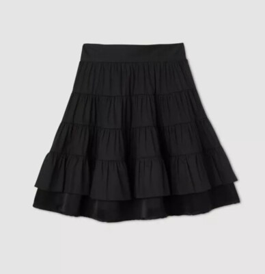 Sandro Paris Short Dual Material Skirt Sz 4 - Black