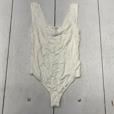 Vici White Bodysuit Thick Strap Sleeveless Square Neck Tank Top Womens Size L