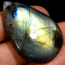 Natural Labradorite Pear Shape Cabochon Loose Gemstone 53.5 Ct 36X24X8mm EE40677