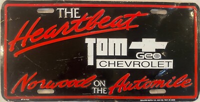 NORDWOOD AUTOMILE HEARTBEAT TOM GEO CHEVROLET booster license plate GM Chevy