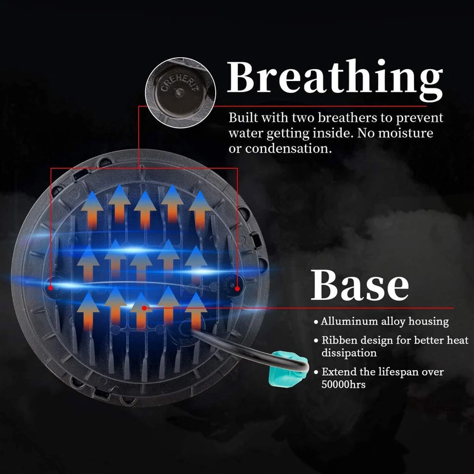 Par de faros LED redondos de 7" pulgadas para International Harvester Scout II 1973-1980 Foto 4 de 4