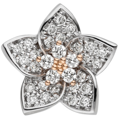 Anhänger Blume mit 30 Diamanten Brillanten 585 Gold Rotgold Weißgold bicolor