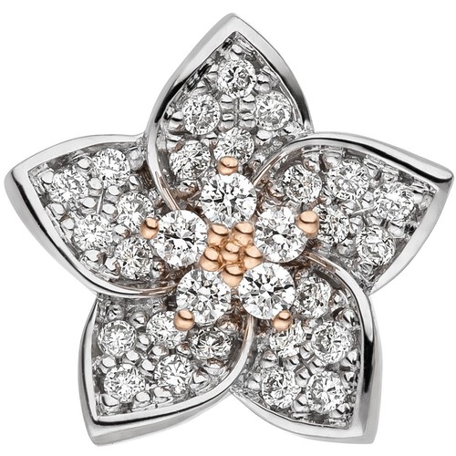 Colgante Flor Con 30 Diamantes Brillantes 585 Oro Rosa Oro Blanco Bicolor