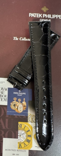 Patek Philippe Watch Strap A02-D 20 x 14mm Black Alligator Gloss Swiss Made NWT - Picture 3 of 11