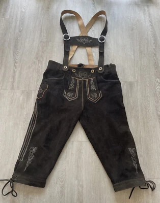 Lekra Trachtenlederhose Bundlederhose Herren braun Gr. 48 Ziegenleder neuw. - Bild 1 von 4