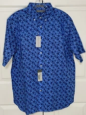 NWT Daniel Cremieux size M blue starfish short sleeve button up shirt mens $85