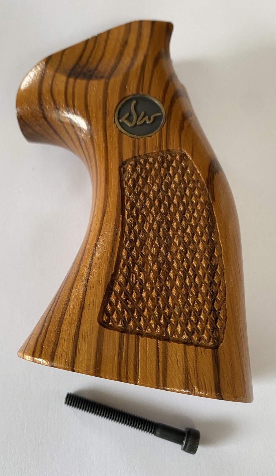 New Unused Dan Wesson Original Zebra Wood Revolver Grips. One Small