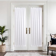 French Door Curtains,Front Door Curtains 25"W x 72"L Pack of 2 Pure White