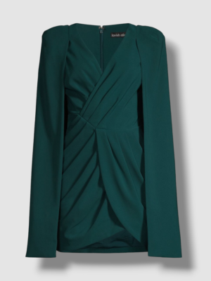 lavish alice green cape dress $295 Women's Pleated Cape-Sleeve Bodycon Mini Size 2 End of Season