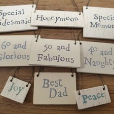 Small Mini Wooden Message Gift Tags Signs Keepsakes Board Label Birthday Wedding