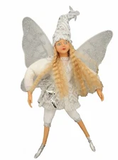 12" Girl Flower Fairy Handmade Festival Hanging & Sitting Ornament(White&Silver)