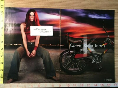 Shakira For Calvin Klein Dirty Denim Jeans 2000 Print Ad Beach Boardwalk Scene