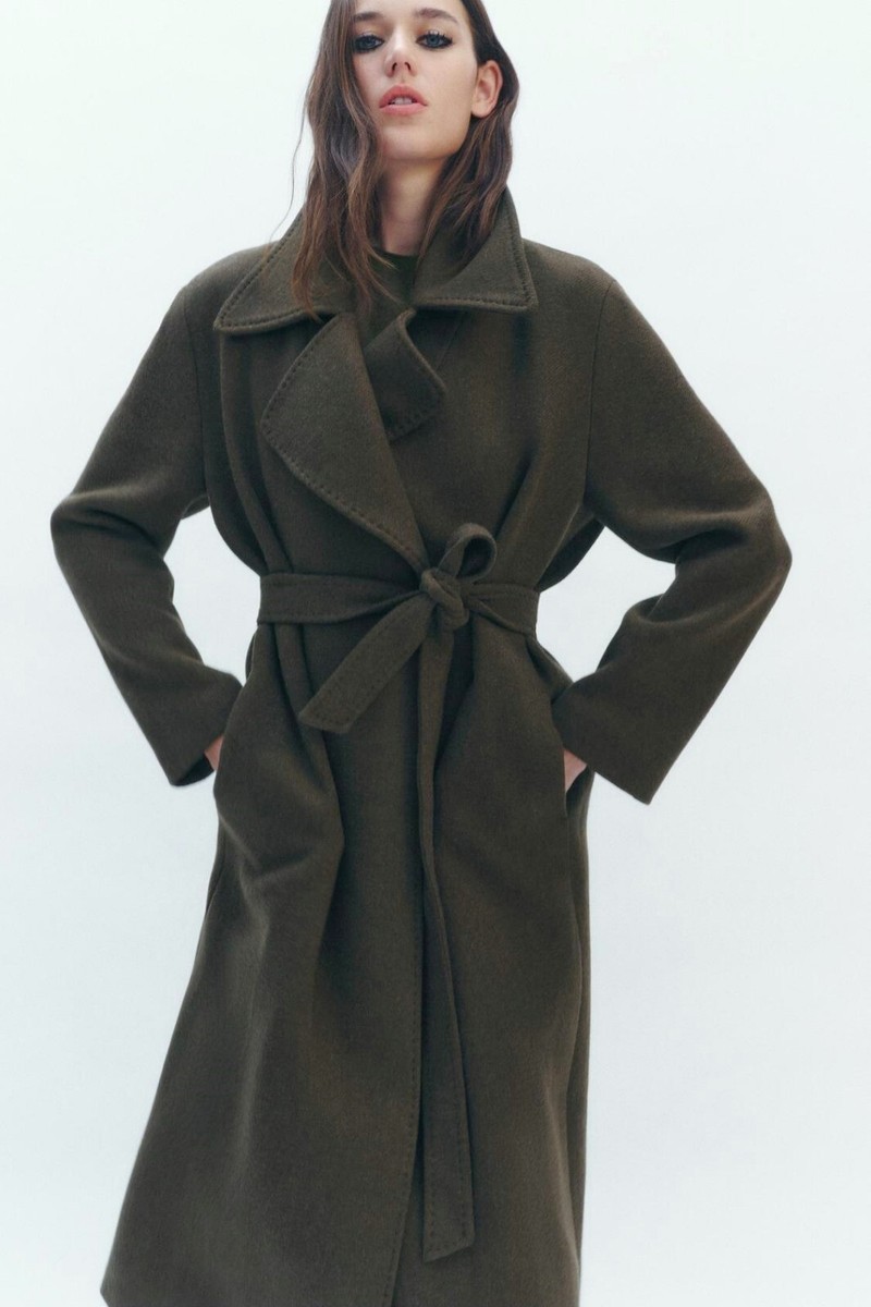 ZARA ザラ WOOL COAT WITH BELT ブラウン Lサイズ ZARA ZW COLLECTION BROWN WOOL BLEND COAT WITH BELT SIZE M | eBay