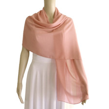 Dusty Pink Wrap Scarf. Chiffon Long Scarf. Dusty Pink Handmade Shawl.