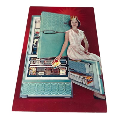 Frigidaire Refrigerator ''Freezing w/o Frosting'' Kitchen Girl Advertising 1959