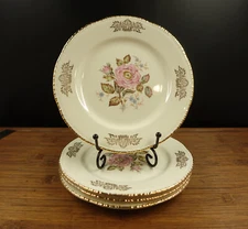 4 Homer Laughlin Queen Esther 22K Trim Dessert/Pie Plate 7 3/8"