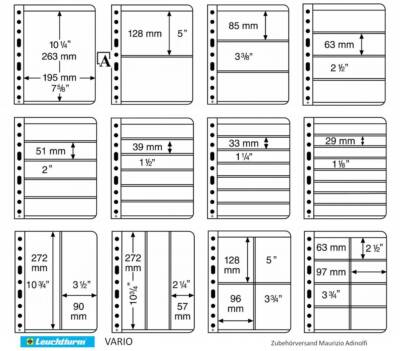 Leuchtturm VARIO Kunststoffhüllen Folienblätter 5er-Pack klar od schwarz auswähl