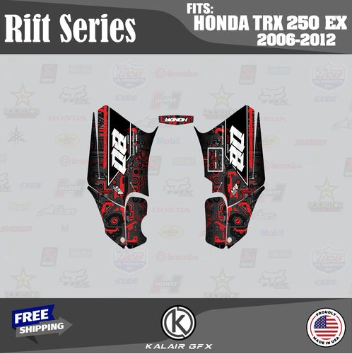 Graphics Kit for HONDA TRX 250EX (2006-2012) 16MIL Rift Series - Red - Picture 3 of 6