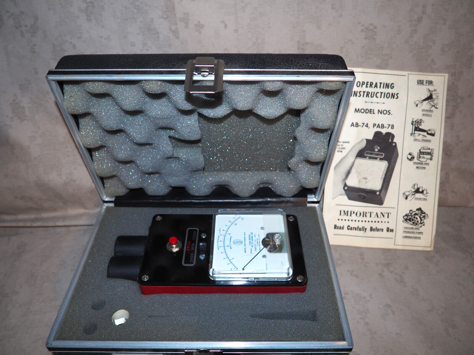 Vintage Abbeon Model AB-74 Photo Tach 2400-12000 RPM W/ Case (Photo Tachometer)