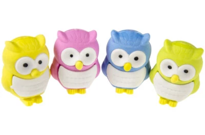 LG IMPORTS 4 x Radierer Eule verschiedene Farben Mitgebsel Kindergeburtstag