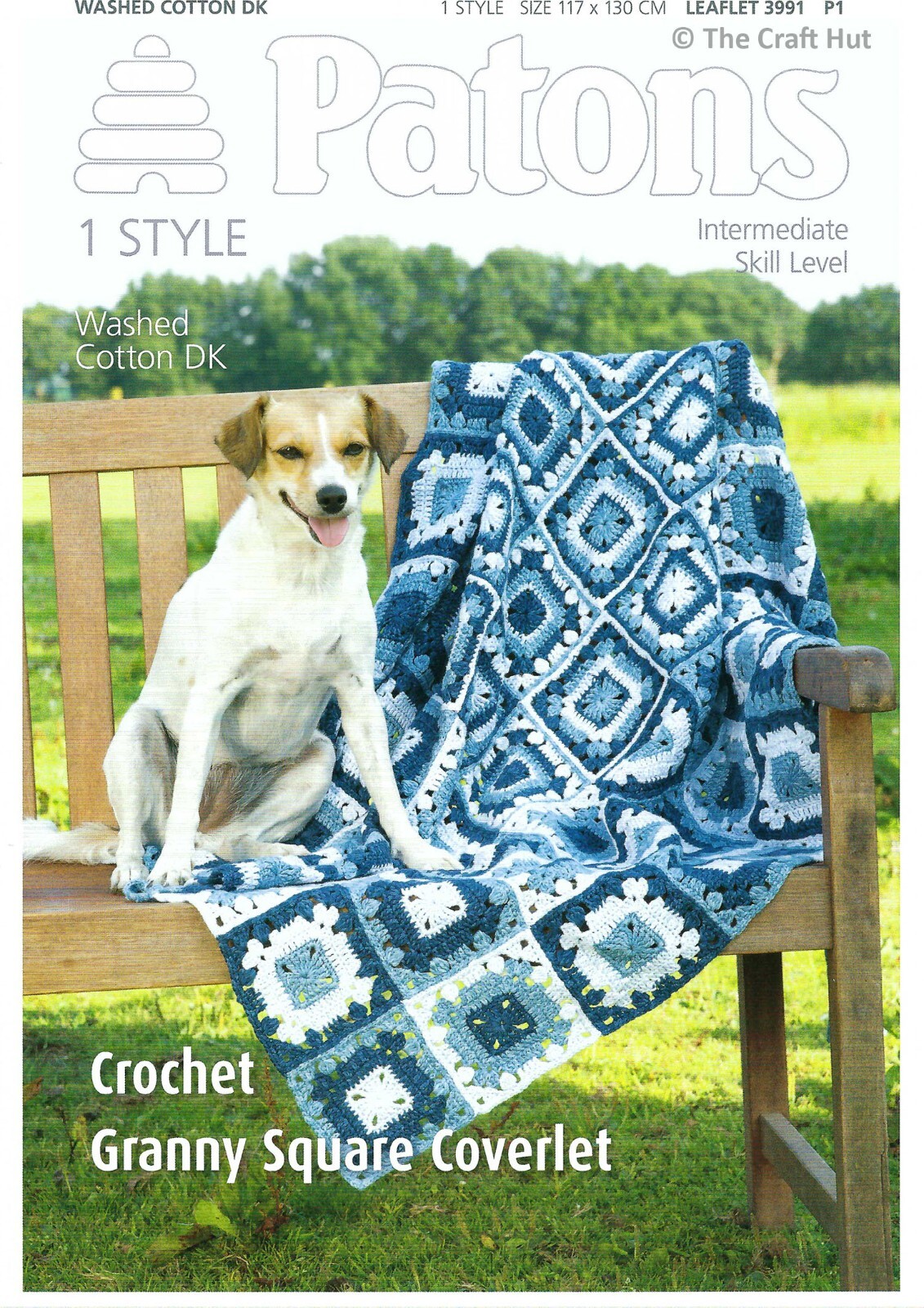 Crochet PATTERN ONLY Patons Granny Square Coverlet Blanket 3991 New