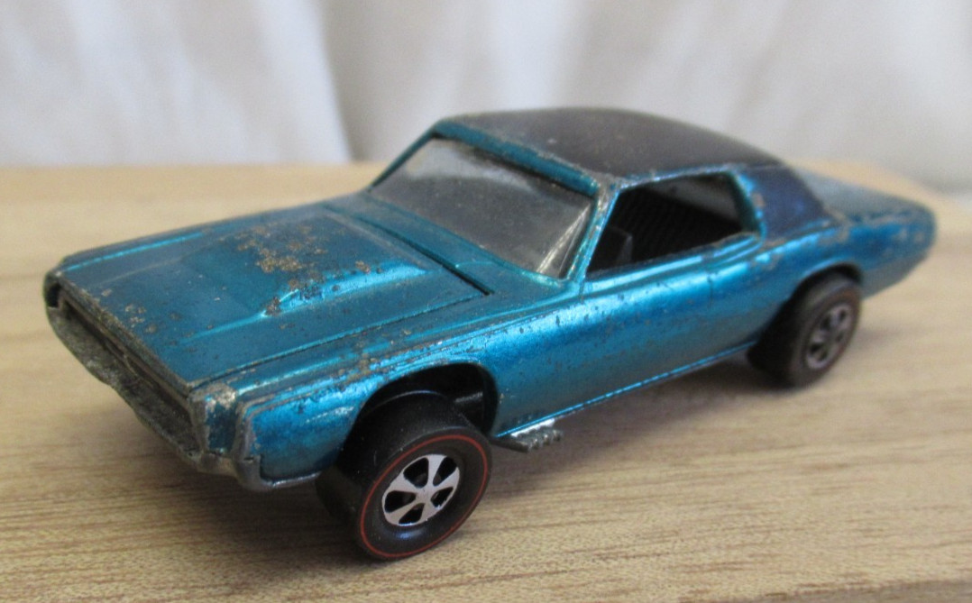 Vintage Redline Hot Wheels 1968 Met Aqua Custom T-Bird Usa #6207