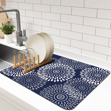 Dish Drying Mat Super Absorbent Kitchen Counter Mat Rubber Backing Draining Mat