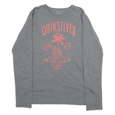 Vintage QUIKSILVER Damen T-Shirt Grau Langarm 90er S