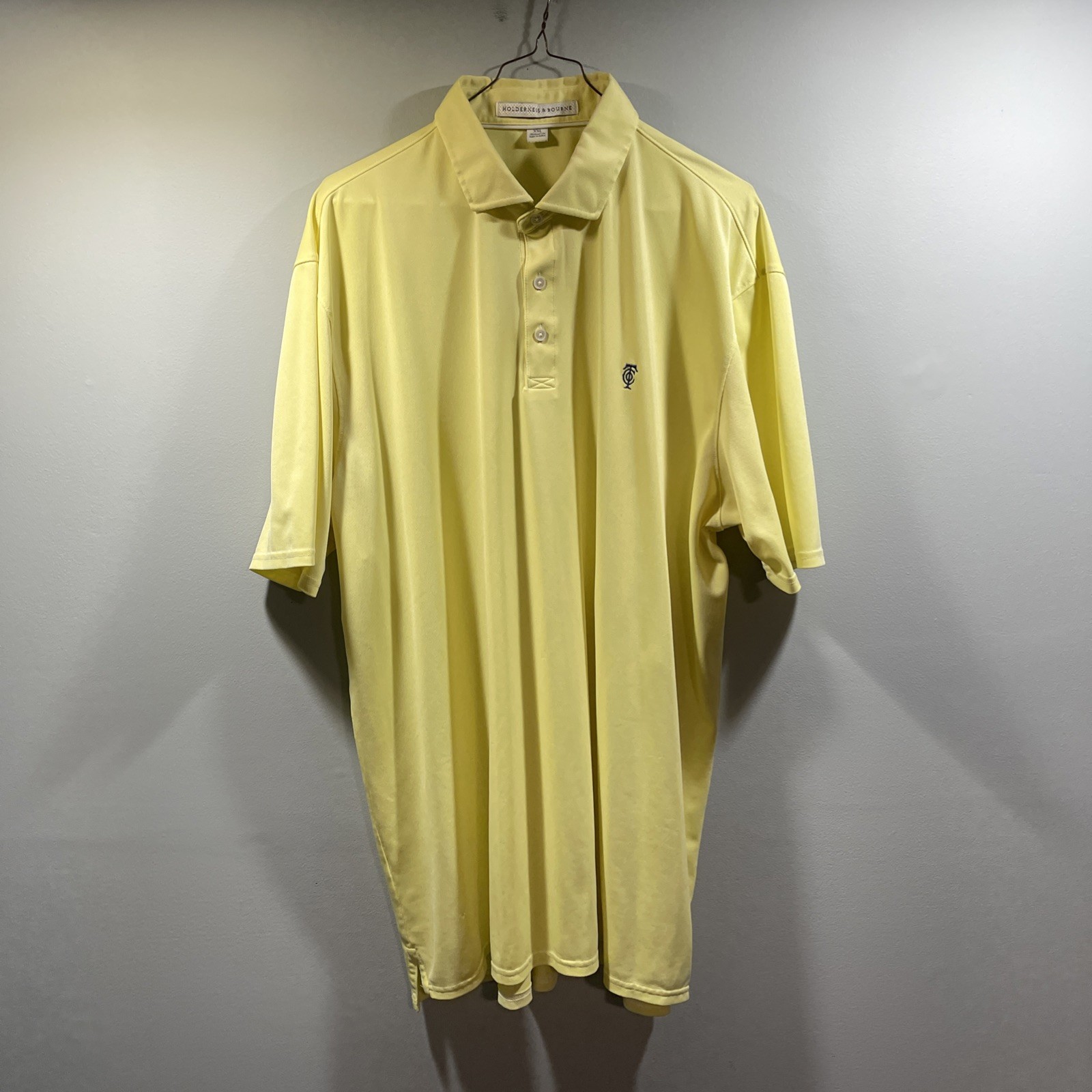 Holderness & Bourne Mens XXL 2XL Yellow Tailored Old Town Club Polo Golf Shirt