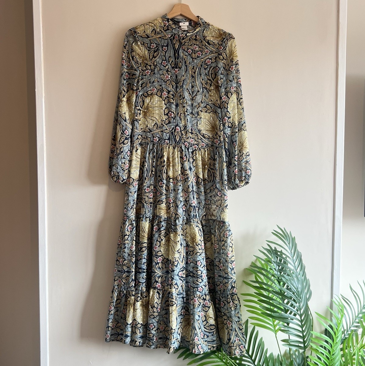 h&m boho maxi dress Ladies - Cream/Patterned Voluminous Maxi Dress - Size: XXL