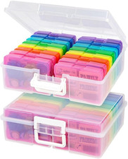 Photo Storage Box |Made in USA| 16 Cases - (2-Pack) - Clear/Multi