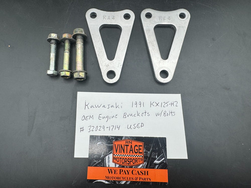Kawasaki 1991 KX125-H2 OEM Engine Brackets w/Bolts # 32029-1714 Used