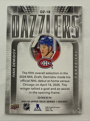 2025-26 Upper Deck Series 1 Dazzlers Green #DZ-18 Ivan Demidov (RC