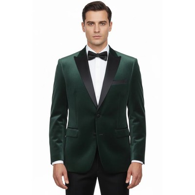 Men's Renoir Velvet Tuxedo Blazer Jacket Satin Peak Lapel Slim Fit 290-9  Green | eBay