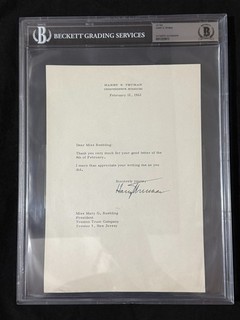 President Harry S. Truman Autograph Signed Typed Letter BAS BECKETT