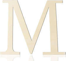 Large Wooden Letters 12 Inch Paintable Wood Letter M for Wall Decor, 1/5 Inch Th