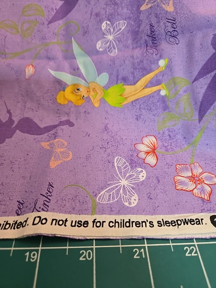 Tinkerbell Flower Silhouettes Springs Creative Fat Quarter Fabric Butterfly - Image 4 of 4