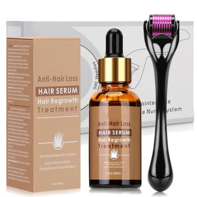 Microneedling Hautroller Set mit Haarwachstum Serum - 0,5mm Nadeln