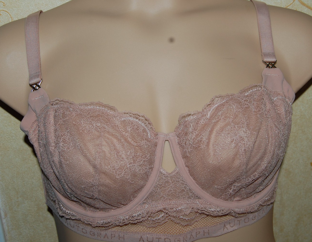 M&S Autograph Underwired Unpadded Longline Bra Rose Quartz UK 38DD EUR 85E BNWT