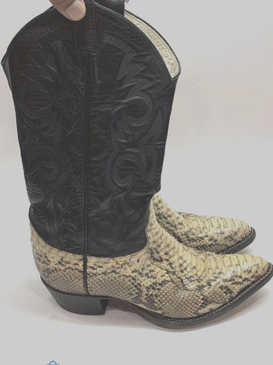 Remington Python Black Snakeskin Leather Cowboy B… - image 4