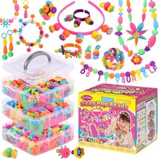 Funtopia Pop Beads, 700 Pcs Arts And Crafts Kids 4-6, Snap Beads DIY Bracelet
