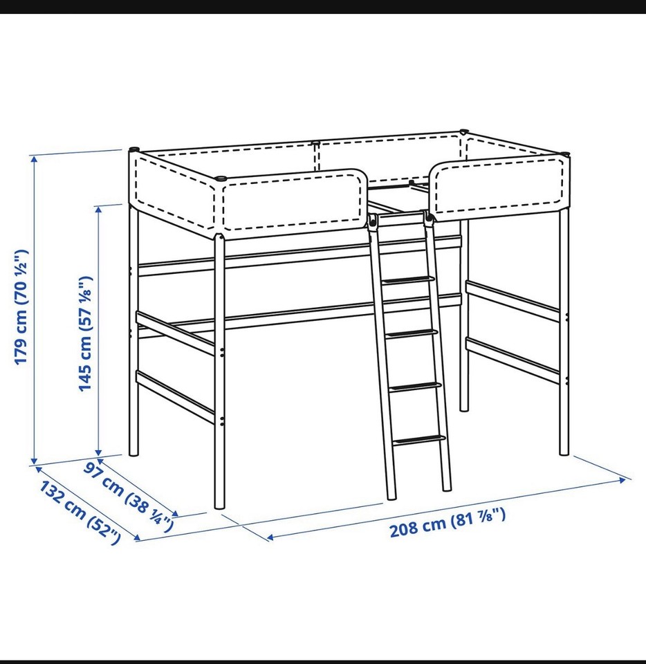 Protection For Guard Railing IKEA Grey Metal Loft Bed Frame Single with Built-In Ladder & Guard ...