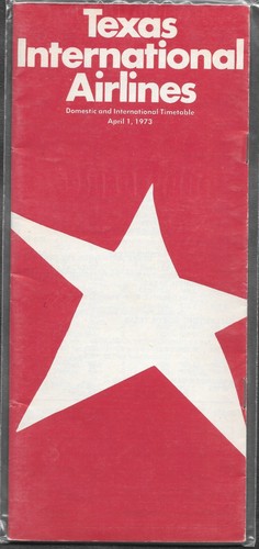 ***1973 Texas International Airlines System Timetable - April 1, 1973***